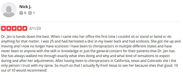 Chiropractic Denver CO Nick J Review